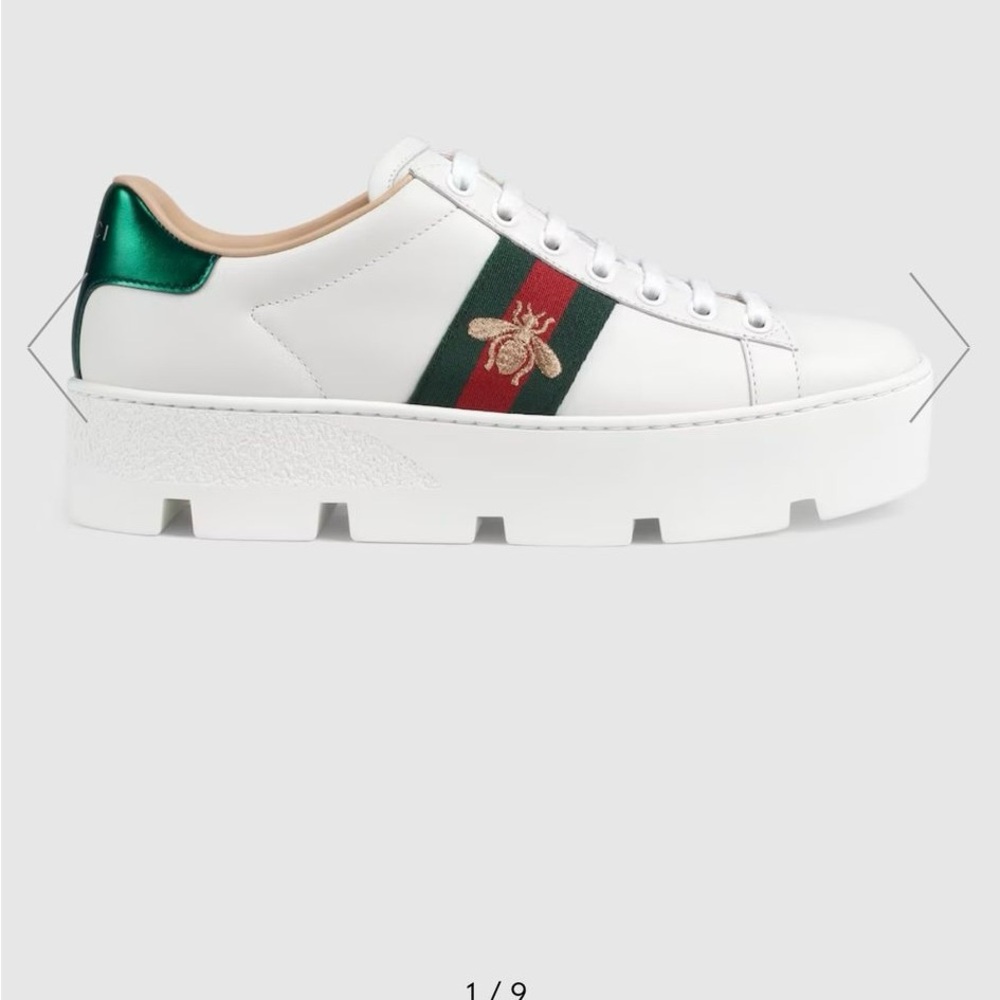 Gucci Women's Ace Platform Sneakers with Green and Red Stripe